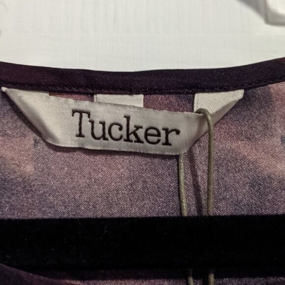 Tucker The Open Sleeve Mini Dress La Fedora Silk Dark Pink Black - Picture 6 of 11